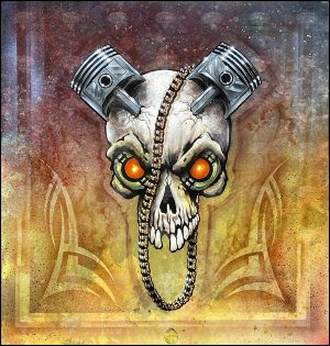 Piston Skull 17" × 18"